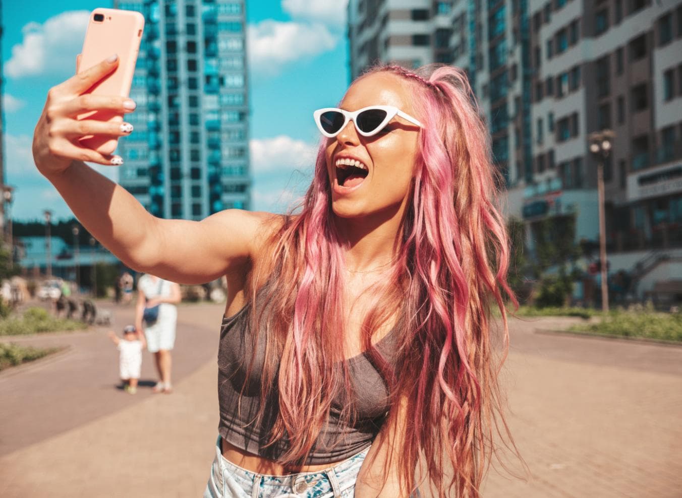Travel creator filming content for her community