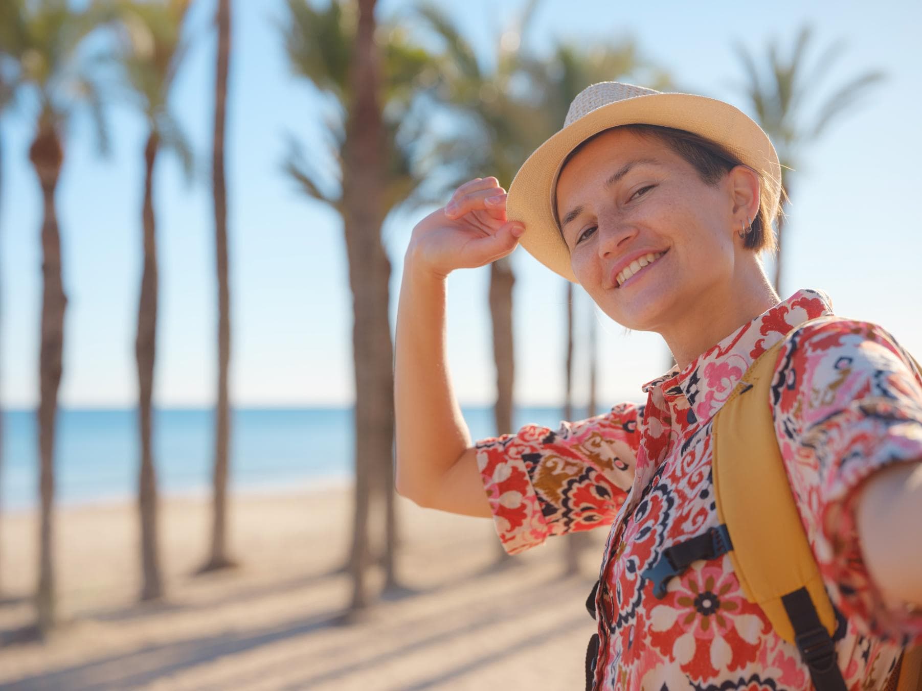 Sun-drenched Spanish streets in a popular holiday destination